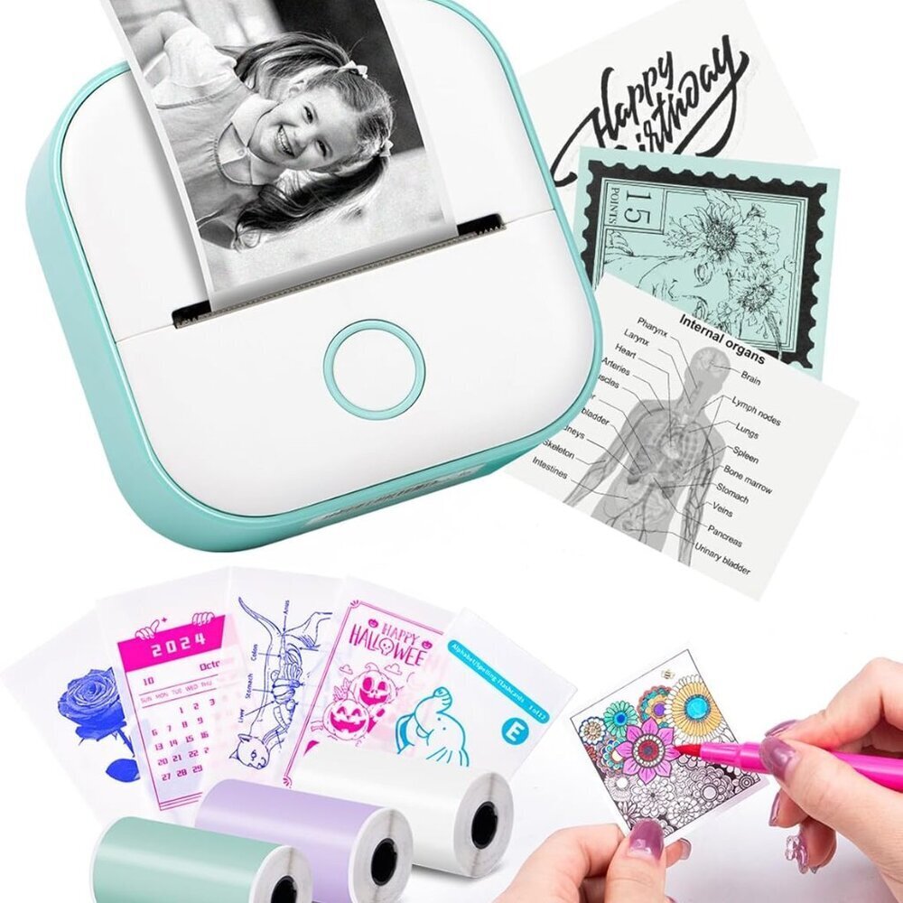Sticker Printer - T02 Mini Portable Thermal Printer Inkless Sticker Maker Machin